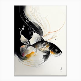 Kin Ki Utsuri Koi Fish Minimal Line Drawing Canvas Print