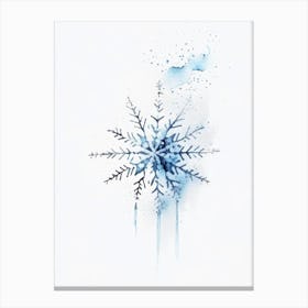 Needle, Snowflakes, Minimalist Watercolour 2 Canvas Print