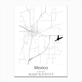 Mexico City,Mexico Minimalist Map Canvas Print