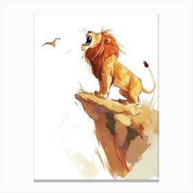 African Lion Roaring On A Cliff Clipart 1 Canvas Print