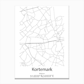 Kortemark,Belgium Minimalist Map Canvas Print