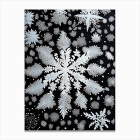 Diamond Dust, Snowflakes, Linocut Canvas Print