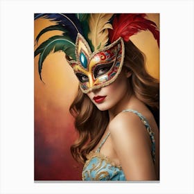 A Woman In A Carnival Mask (4) Canvas Print