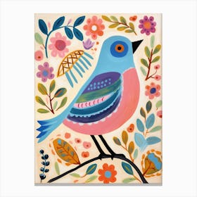Pink Scandi Bluebird 2 Canvas Print