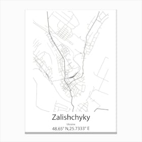 Zalishchyky,Ukraine Minimalist Map Canvas Print