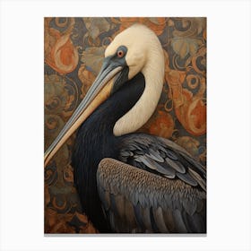 Dark And Moody Botanical Pelican 4 Canvas Print