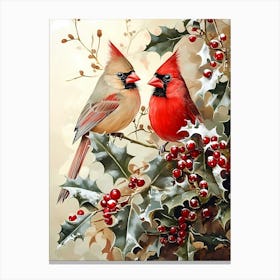 Christmas Cardinals Canvas Print