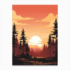 Sunset In The Forest 4 Canvas Print