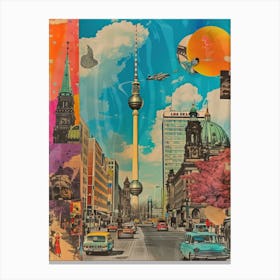 Berlin   Retro Collage Style 1 Canvas Print