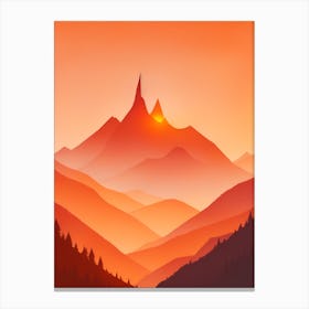 Misty Mountains Vertical Composition In Orange Tone 40 Canvas Print