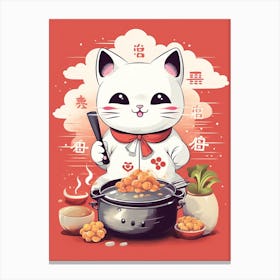 Kawaii Cat Drawings Cooking 4 Canvas Print
