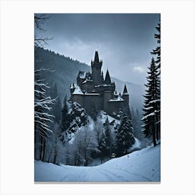 Snowy Castle The Silent Watcher of the Peaks Canvas Print