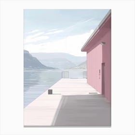 Pink House By The Lake Canvas Print