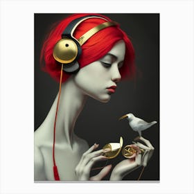 Girl With Headphones 36 Canvas Print