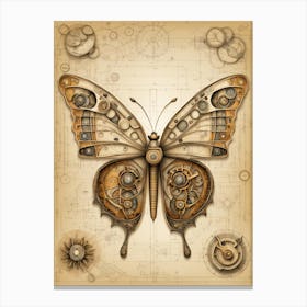 Da Vinci Butterfly Drawing v4 Canvas Print