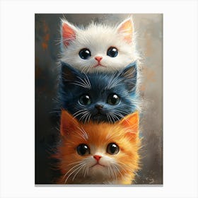 Cute Cats Stacked Together 1 Canvas Print