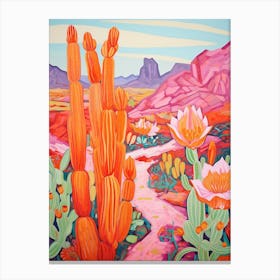 Cactus In The Desert Painting Chamaecereus Silvestrii 1 Canvas Print