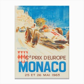 Monaco Grand Prix Vintage Poster 2 Canvas Print