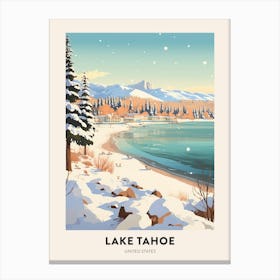 Vintage Winter Travel Poster Lake Tahoe Usa 3 Canvas Print