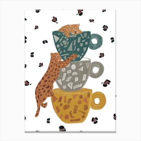Leopard Coffee Cups Canvas Print