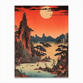 Sado Island, Japan Vintage Travel Art 4 Canvas Print