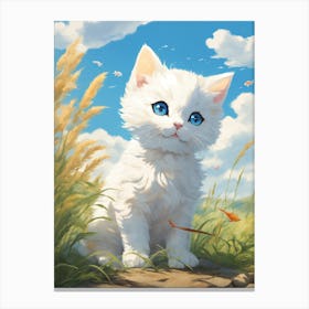 White Kitten With Blue Eyes Canvas Print