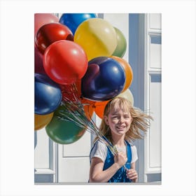 Little Girl With Balloons Canvas Print