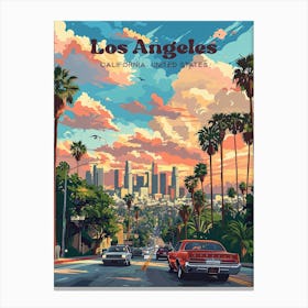 Los Angeles California Cityscape Digital Travel Art Stampe su tela