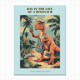 Dinosaur & A Smart Phone Retro Collage 3 Poster Canvas Print