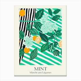 Marche Aux Legumes Mint Summer Illustration 2 Canvas Print