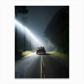 Car On The Road At Night Canvas Print