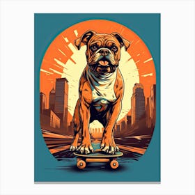 Boxer Dog Skateboarding Illustration 3 Canvas Print