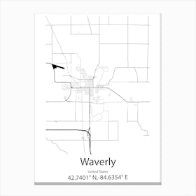 Waverly,United States Minimalist Map Lienzo