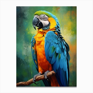 Kemry Macaw Parrot with Yellow and Blue Feathers on Canvas Photograph Ebern Designs Size: 8 H x 12 W x 1.25 D