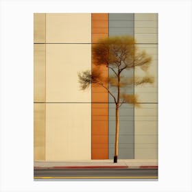 Lone Tree In Front Of Building Canvas Print
