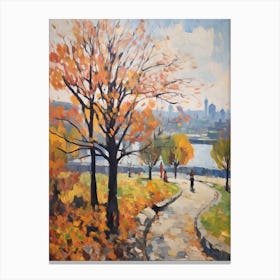 Autumn City Park Painting Kalemegdan Park Belgrade Serbia 3 Canvas Print