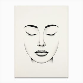 Simplistic Detailed Closed Eyes Face Canvas Print