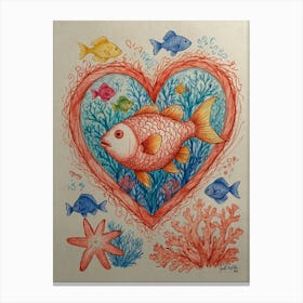 Fish In A Heart 1 Canvas Print