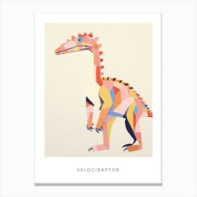 Nursery Dinosaur Art Velociraptor Poster Canvas Print