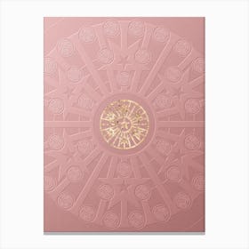 Geometric Gold Glyph on Circle Array in Pink Embossed Paper n.0189 Canvas Print