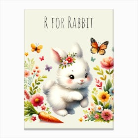 R For Rabbit Nursery Canvas Print