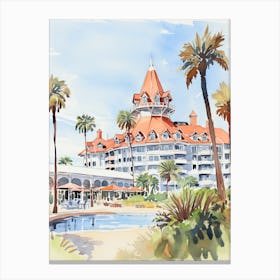 Hotel Del Coronado   Coronado, California   Resort Storybook Illustration 4 Canvas Print