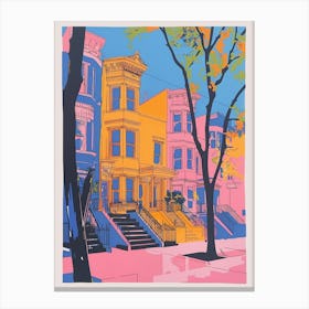 Flushing New York Colourful Silkscreen Illustration 4 Canvas Print