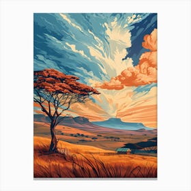 African Landscape Painting Canvas Print