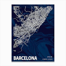 Barcelona Crocus Marble Map Canvas Print