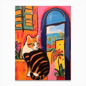 Painting Of A Cat In Casablanca Morocco Canvas Print