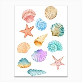 Watercolor Sea Shells 3 Canvas Print