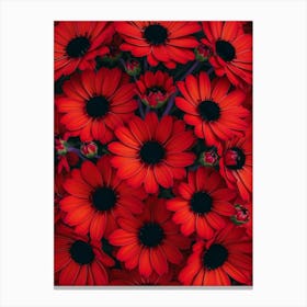 Red Flowers Wallpaper Canvas Print