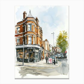 Hackney London Borough   Street Watercolour 2 Canvas Print
