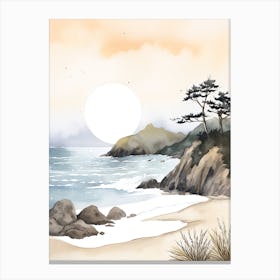 Watercolour Of Pfeiffer Beach   Big Sur California Usa 2 Canvas Print